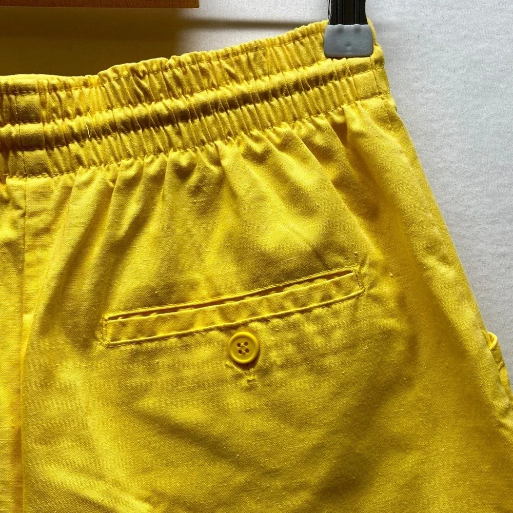Simply‎ Basic Casual Shorts Women's Small Yellow Elastic Waist Vintage 90's GUC